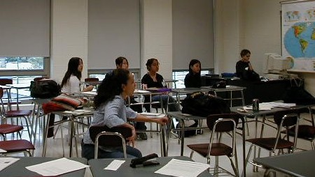 Students pay close attention to a lecture from Ms. Palmer